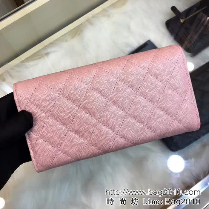 CHANEL香奈兒 經典cf長款錢包 荔枝紋綾格紋路 亮金五金 80758  DJC3171